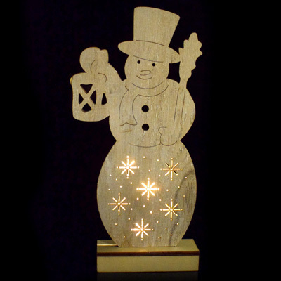 WOODEN SNOWMAN LED