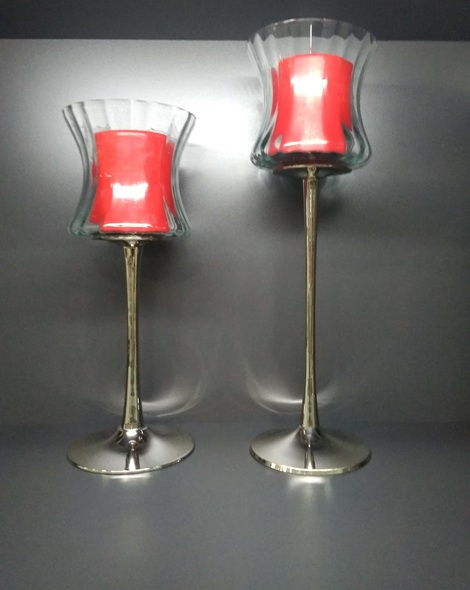 CANDLEHOLDER WITH INOX BASE 35 CM.