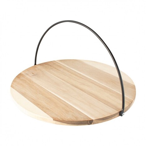 SERVING TRAY WITH WOODEN HANDLE