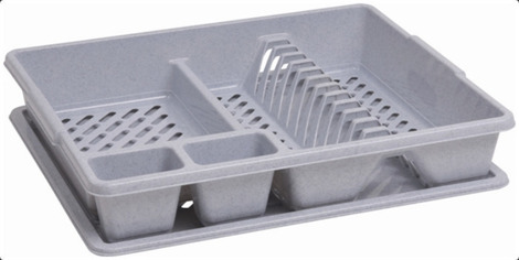 DISH RACK WITH TRAY GREY