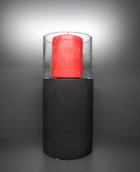 CERAMIC CANDLEHOLDER WITH GLASS