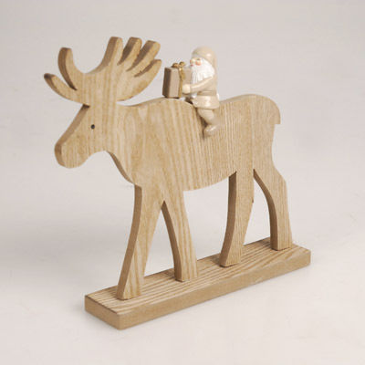 WOODEN REINDEER WITH SANTA