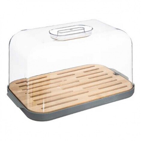 BREAD LOAF GRAY BAMBOO DISC TRANSPARENT LID