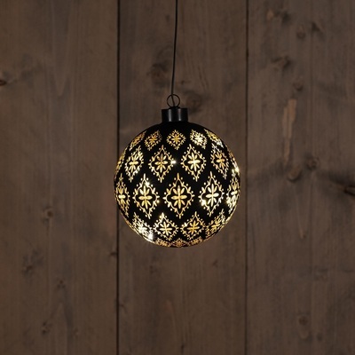 GLASS BALL BLACK/GOLD LED