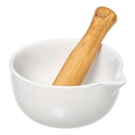 CERAMIC MORTAT AND WOODEN PESTLE