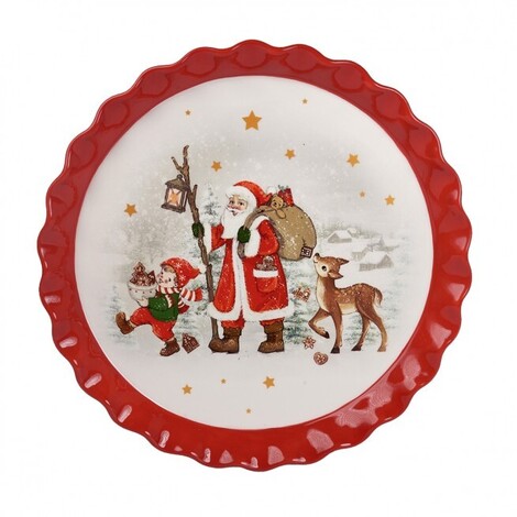 XMAS SNOW ROUND DECOR. PLATE 31CM DOLOMITE