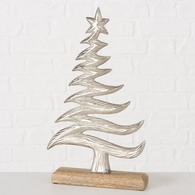 SILVER TREE ON A WOODEN BASE